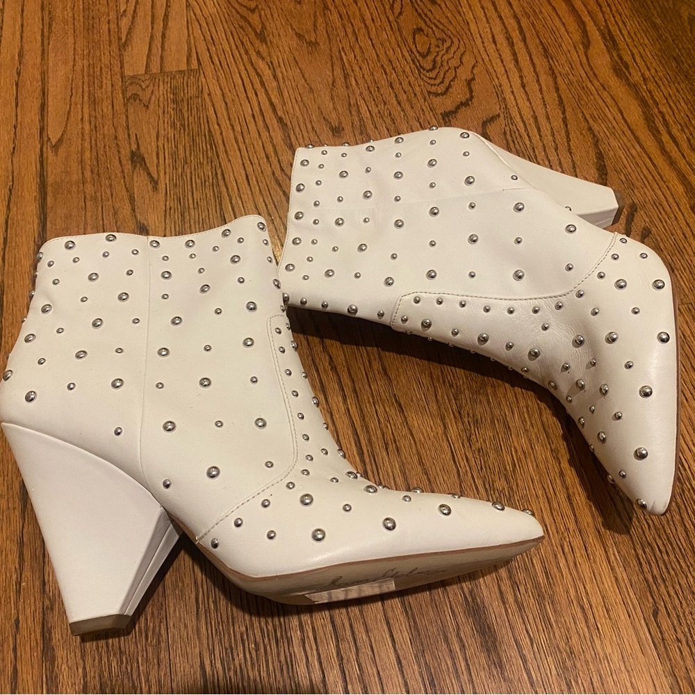 Sam Edelman White Studded Booties, Women’s